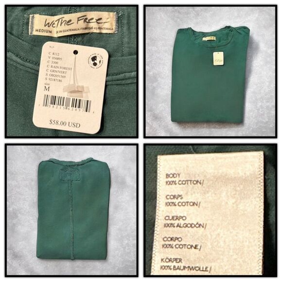 Free People We The Free Devon Tee Rain Forest Green - Picture 10 of 15